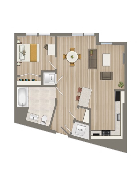the strand apartments one bedroom floor plan